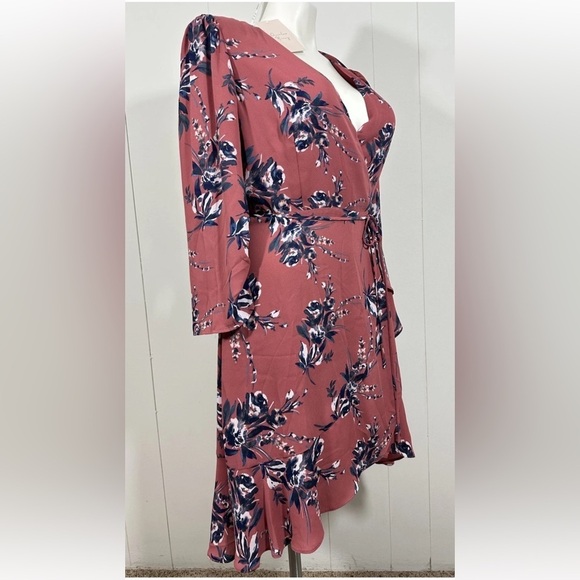 NWT Charles Henry Women’s Floral Geniune Wrap Dress Midi Size L - Picture 3 of 13